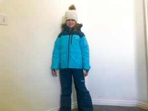 Girl in snow pant and jacket winter outerwear