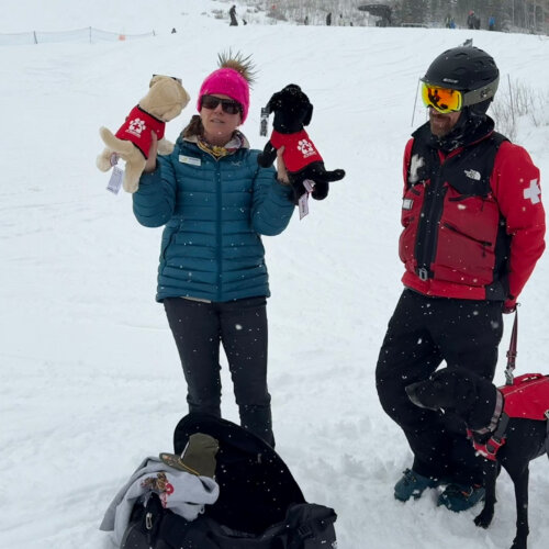 Amber shows off Avalanche Dog merch during an Amber's Updates.